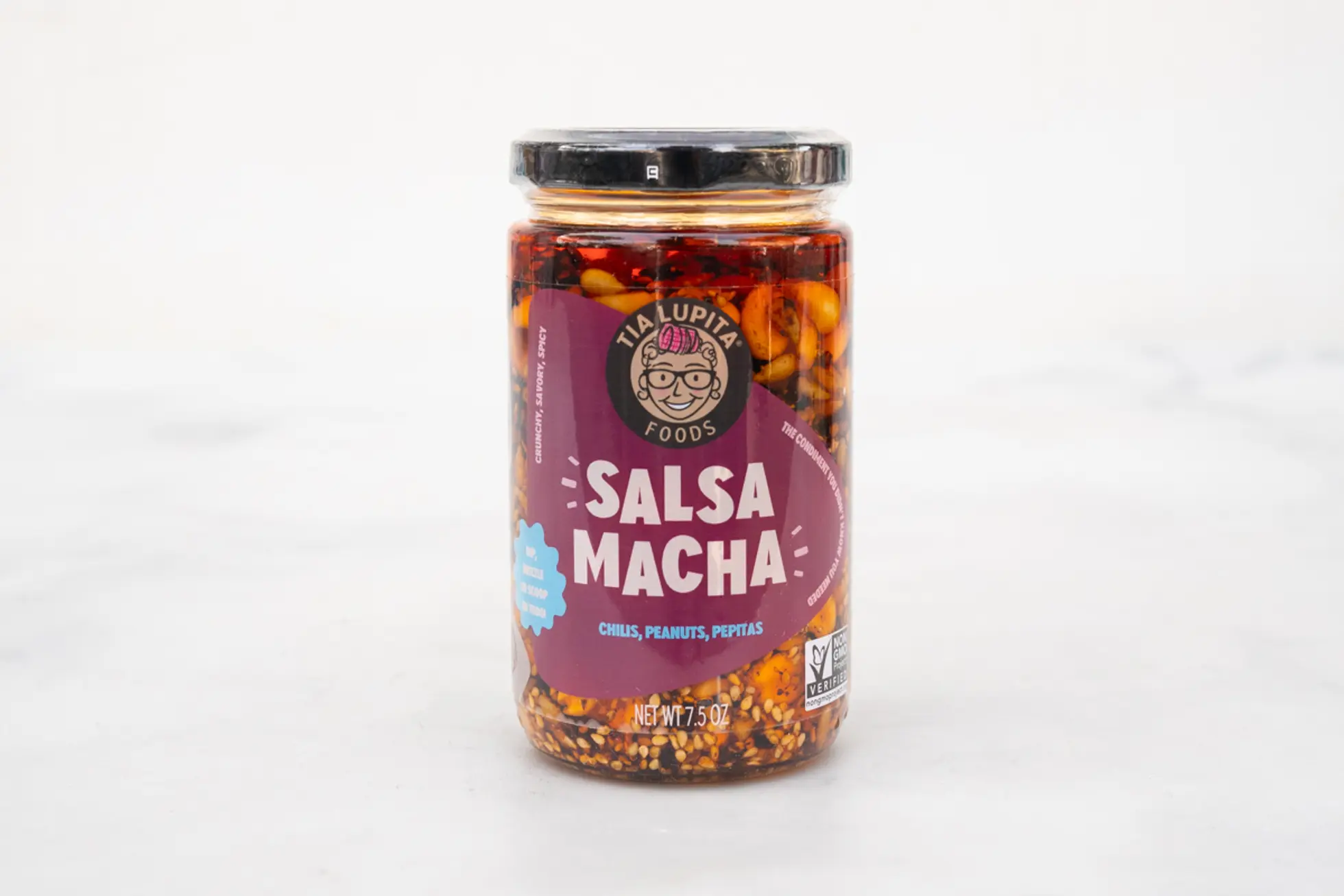 Salsa Macha with chilis, peanuts, pepitas